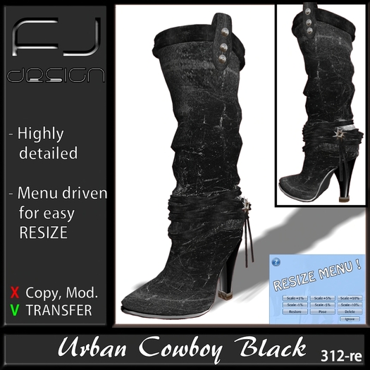 Fj Design Urban Cowboy Black boots