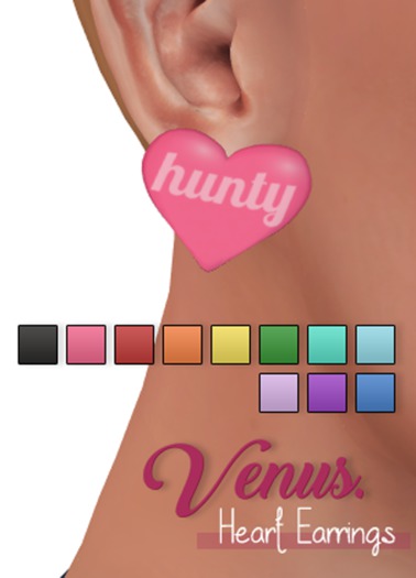 Venus. Heart Earrings (Hunty)