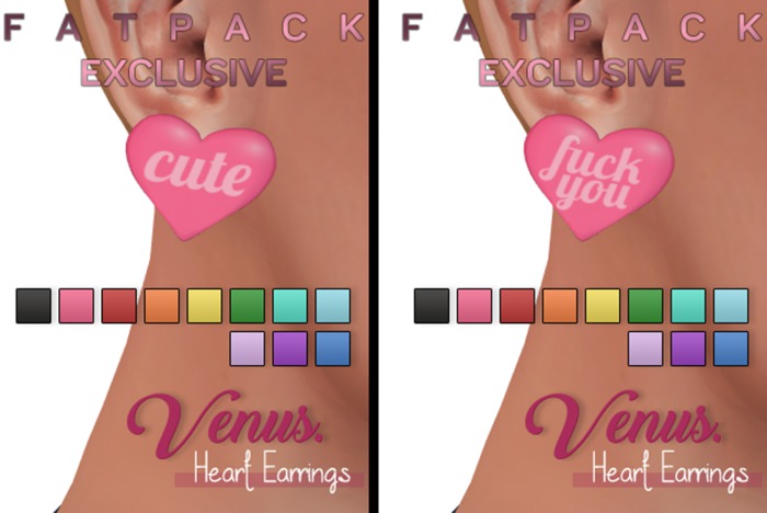 Venus. Heart Earrings (FATPACK)