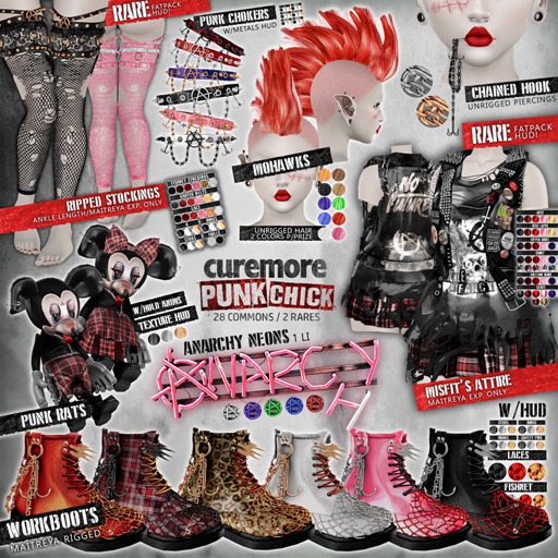 CUREMORE / Punk Chick /  Anarchy Neon /  PURPLE