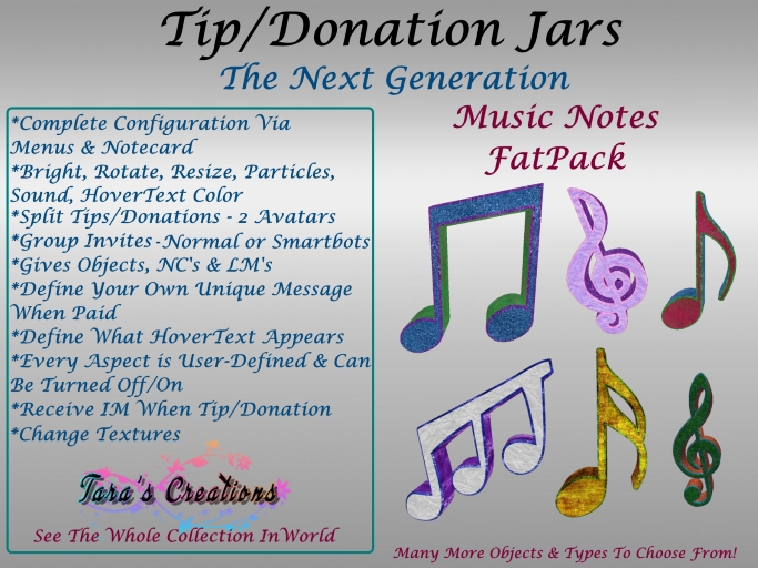 Tip Box Notes Second Life Marketplace - Tara's Creations NewGen Donation/Tip Jar ...