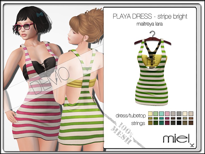 MIEL PLAYA DRESS DEMO - stripe bright (MESH)