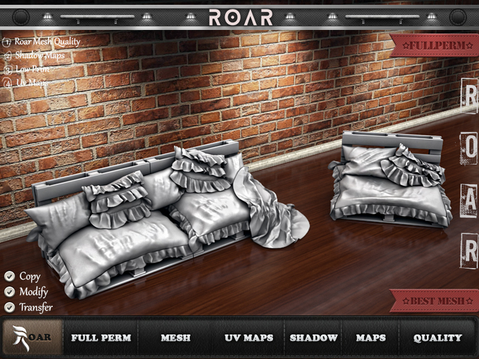 {::ROAR::} Full Perm Mesh With Fabulous Details Skirt Sofa Set