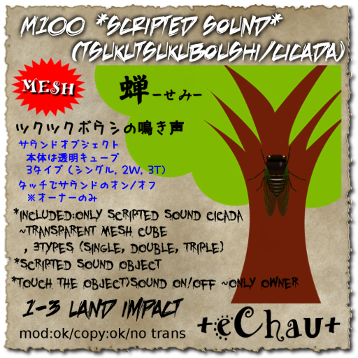 +eChau+ M100 *scripted sound* (tsukutsukuboushi/cicada)