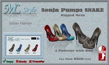 ! ML Style - SonjaPumps SNAKE w/Hud - SlinkHighFeet - DEMO BOX