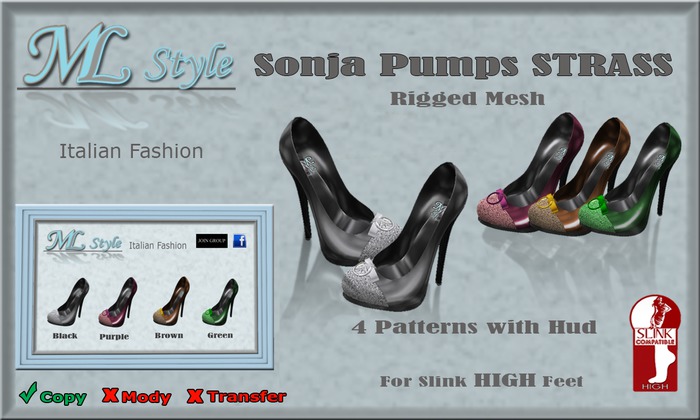 ! MLStyle - SonjaPumps STRASS w/Hud - SlinkHighFeet - DEMO BOX