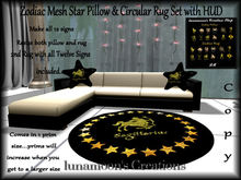 Zodiac Star Pillow & Circular Rug Set w/HUD