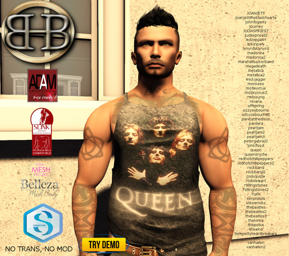 !!BHB!! [Promo] CLASSIC ROCK FITMESH TOP Tank v2 WITH HUD(AESTHETIC, TMP, SLINK, ADAM, SIGNATURE, belleza)