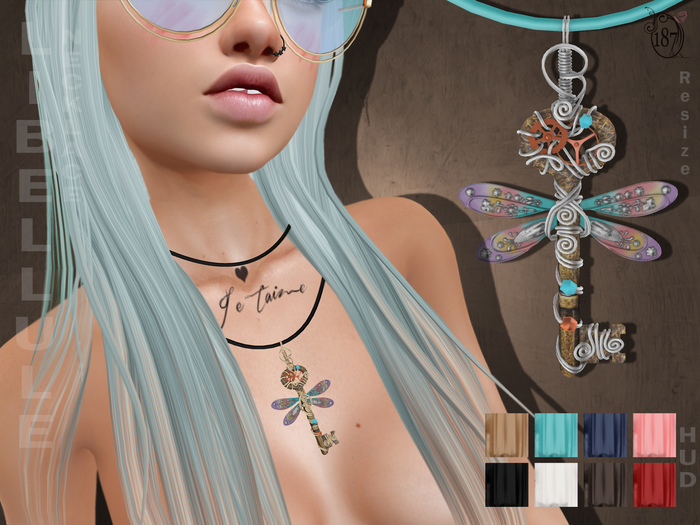 #187# Libellule Key Necklace Silver BOX (Add Me)