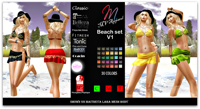 Beachset V1 ,Belleza, classic, Ebody, fitmesh, Maitreya, Ocacin, Slink, TMP, tonic