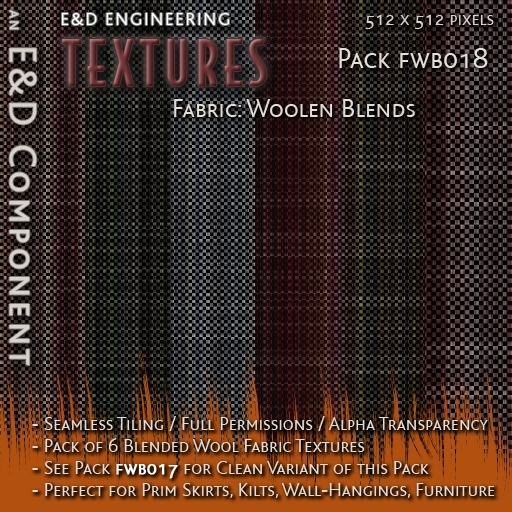 [FWB018] 6 Blended Wool Fabric Textures from E&D ENGINEERING