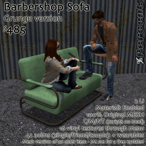 % Barbershop Sofa (multi/Grunge) *MESH*