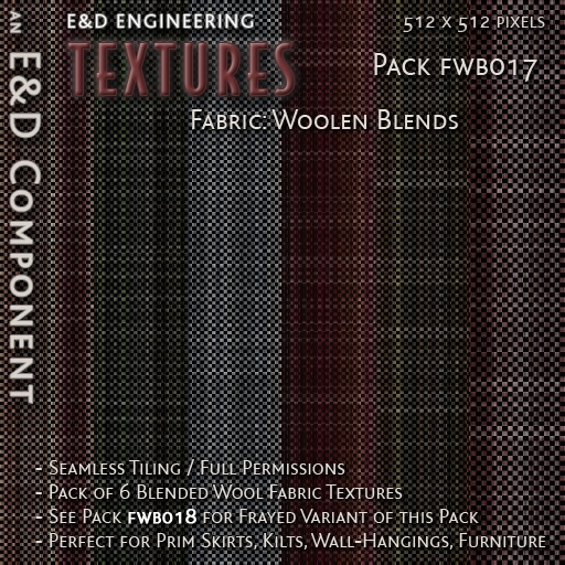 [FWB017] 6 Blended Wool Checkered Fabric Textures from E&D ENGINEERING