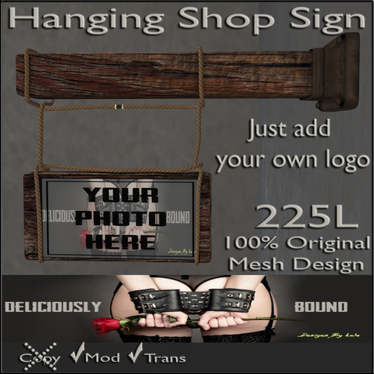 Second Life Marketplace - Hanging Wood Rope Sign