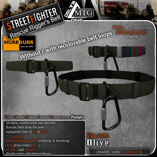 D1-MTG StreetFighter Rescue Rigger Belt Olive