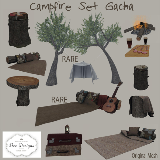 .:Bee Designs:. Campfire Set Gacha Tent RARE