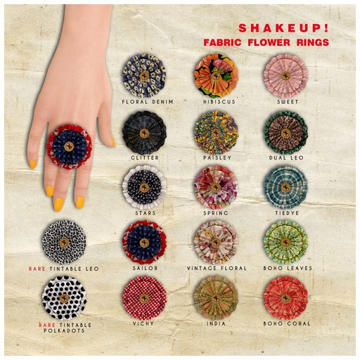 Shakeup! Fabric-Flower Ring [Floral Denim]