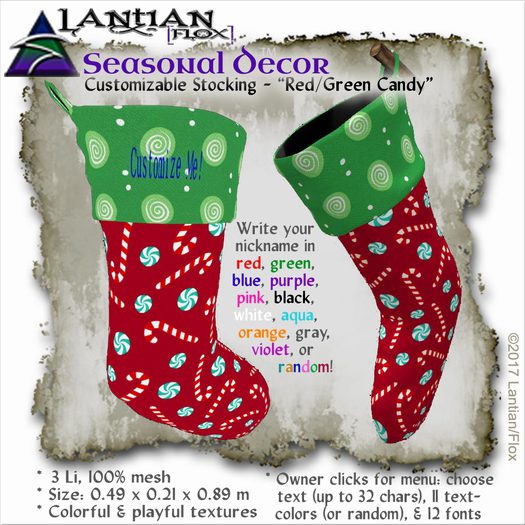 ~L/Fx~Customizable Stocking: Red/Green Candy v.2.2 MCtbox