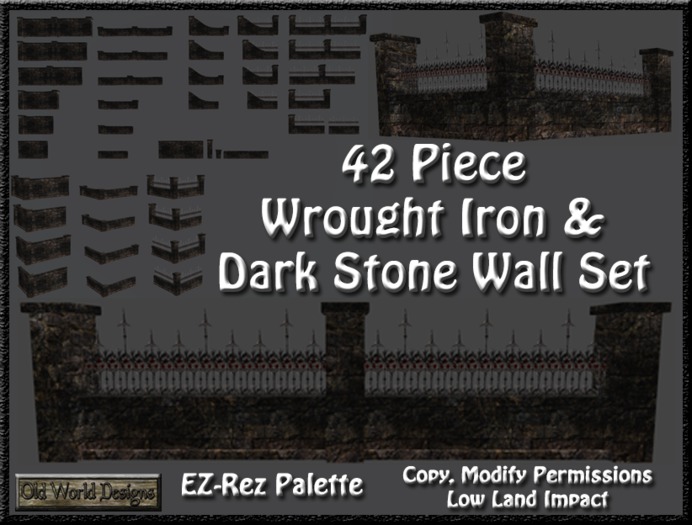Wrought iron and dark stone wall set boxed