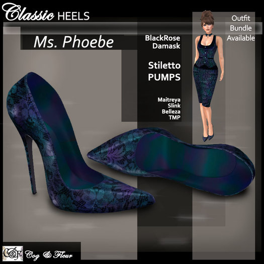 C&F Ms. Phoebe Stiletto Heels - Maitreya, Slink, Belleza, TMP - BlackRose Damask