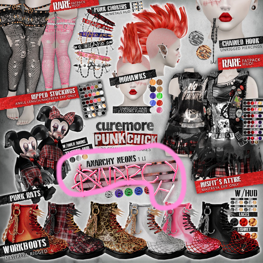 CUREMORE / Punk Chick /  Anarchy Neon /  PURPLE
