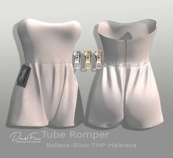 .:DarkFire-Tube Romper-White