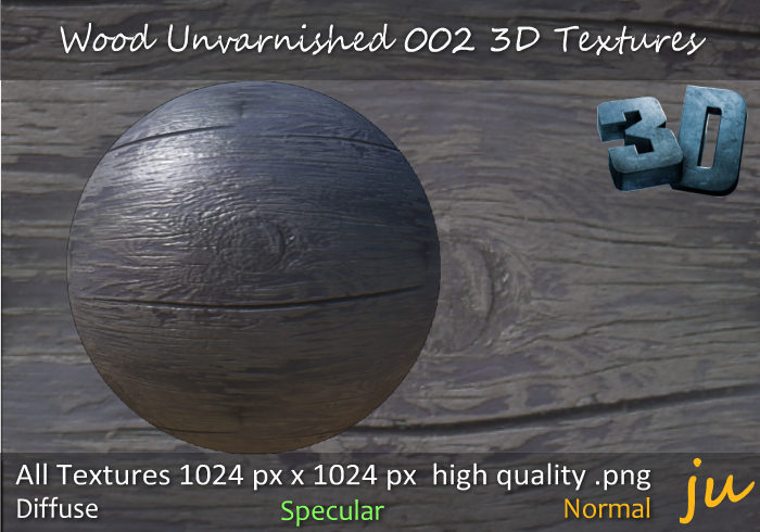 JU Wood Unvarnished 002 3D Textures Full Perm