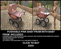 PINK PUSHABLE BABY PRAM WITH BABY