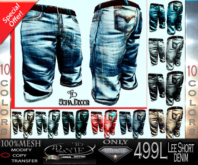 Second Life Marketplace JD_STYLE LEE SHORT KIT 10 COLORS (ONLY