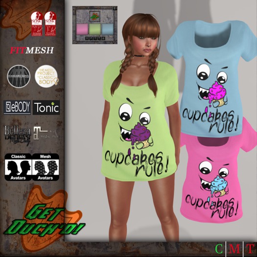 GD - Cupcakes Rule flowy-tee *Color Change HUD*