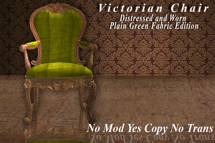Victorian Distressed worn Green Fabric