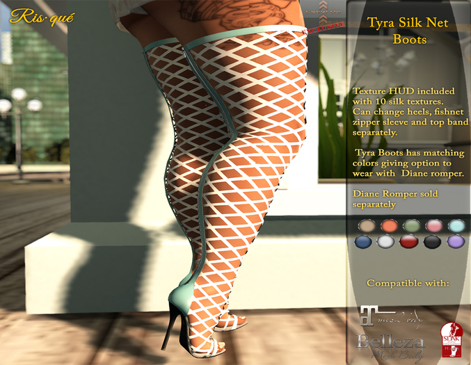Tyra Silk Net Boots