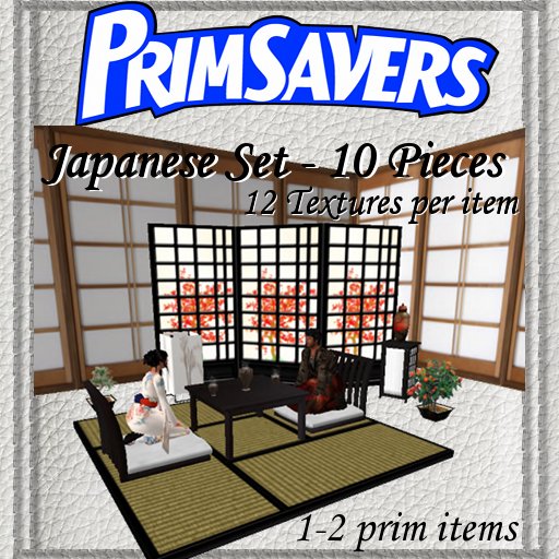 PrimSavers - 1-2 Prim Japanese Set -  12 Textures  - 10 pieces!!!