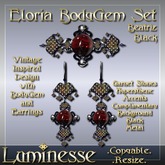 ELORIA Beatriz BodyGem & Earrings Set - Garnet Burgandy Black