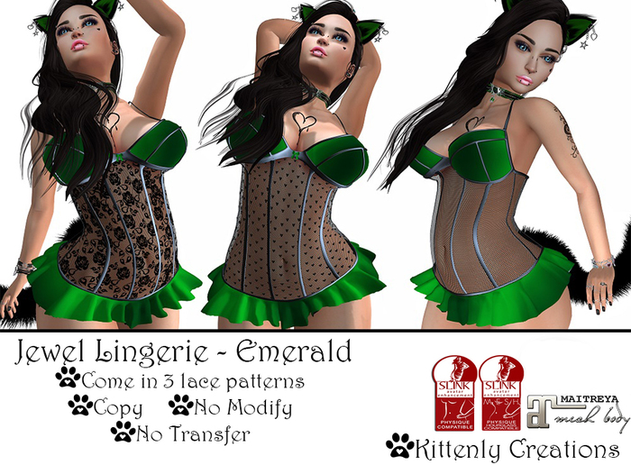 Kittenly Creations - Jewel Lingerie -Emerald