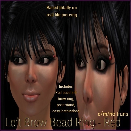 Etched Left Bead Brow Ring Red
