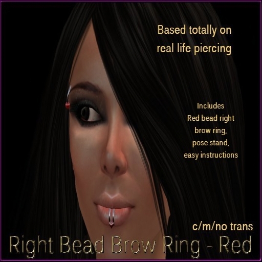 Etched Right Bead Brow Ring Red