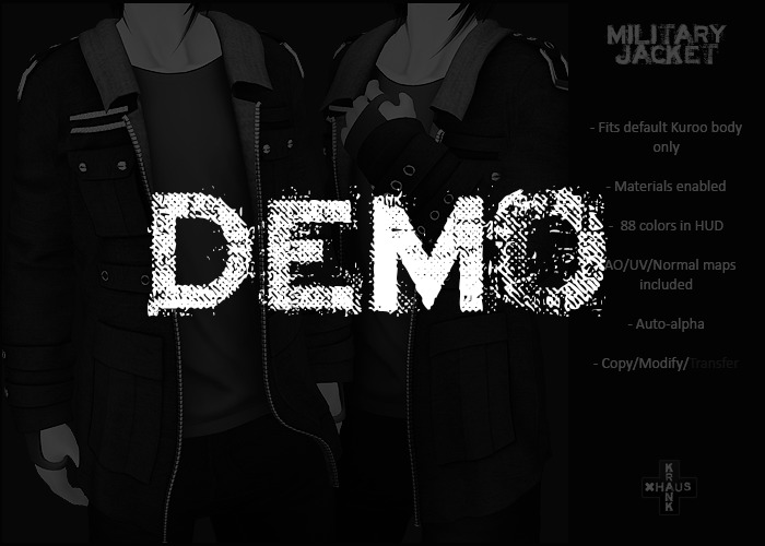 Second Life Marketplace krankhaus Kuroo Military Jacket DEMO
