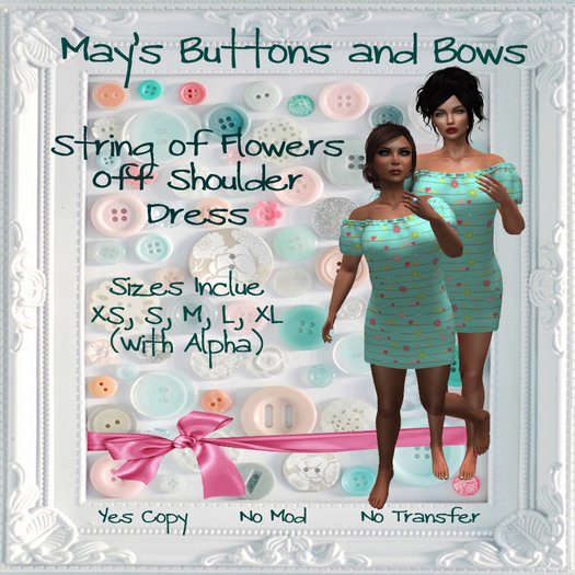 MBB * String of Flowers Off Shoulder Dress (5 Sizes)