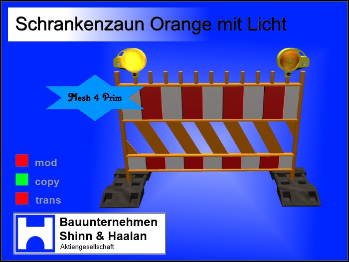 BSH - Schrankenzaun Orange mit Licht MESH