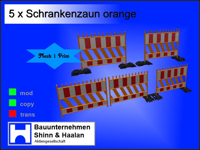 BSH - 5x Schrankenzaun orange