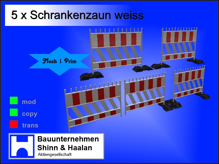 BSH - 5x Schrankenzaun weiss