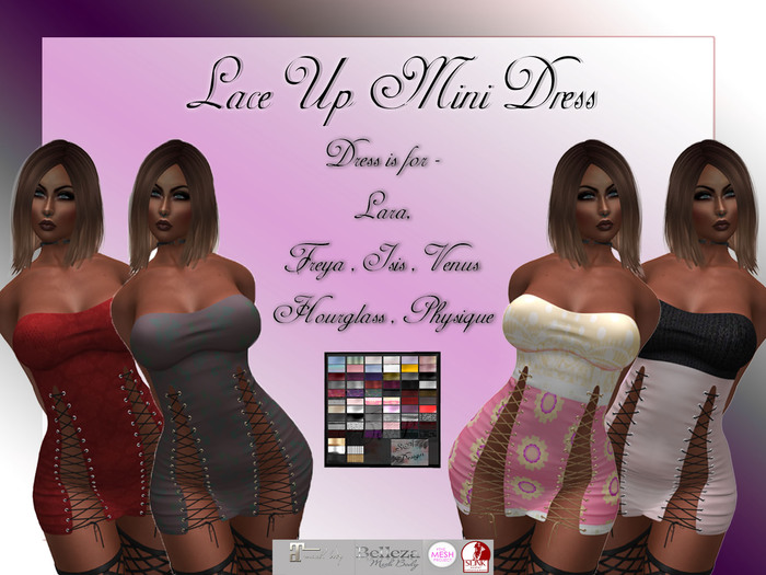 ::SA:: Lace Up Mini Drese wift Textur Hud