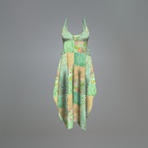 Green Patchwork Mesh Dress