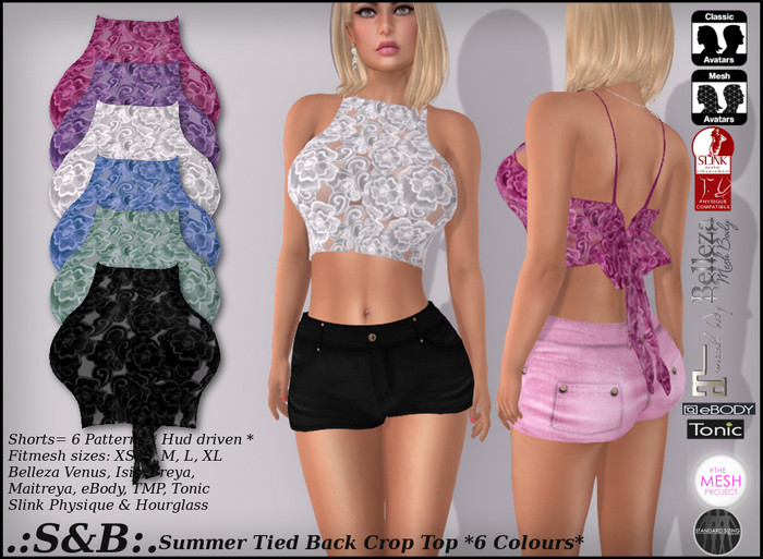 .:S&B:. Summer Tied Back Crop Top *6 Colours*