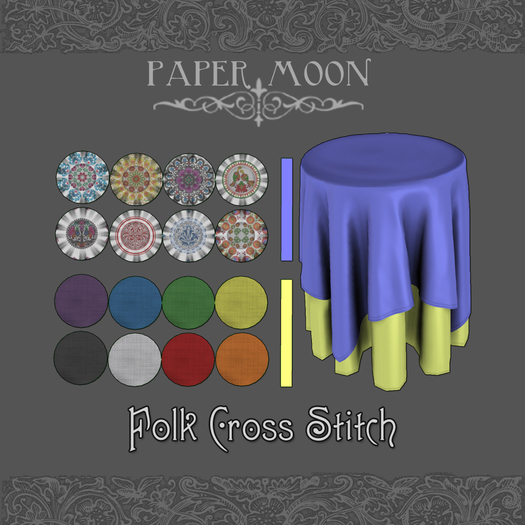 *pm* Layered Tablecloth - Folk Cross Stitch