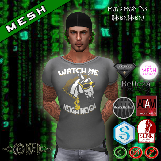 ..:: CODED ::.. Men's Mesh Tee (Neigh Neigh)