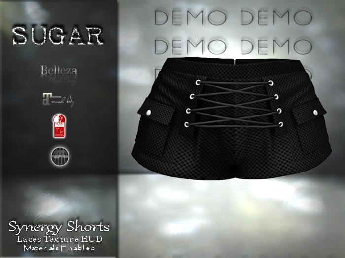 :-:SUGAR:-: Synergy Shorts - {BLACK FISHNET} w Laces HUD - DEMO