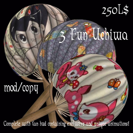 3 Fun Uchiwa (set 1) with fan hud