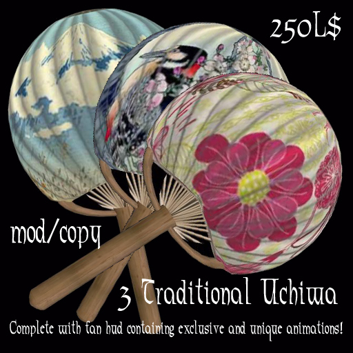 3 Traditional Uchiwa with fan hud